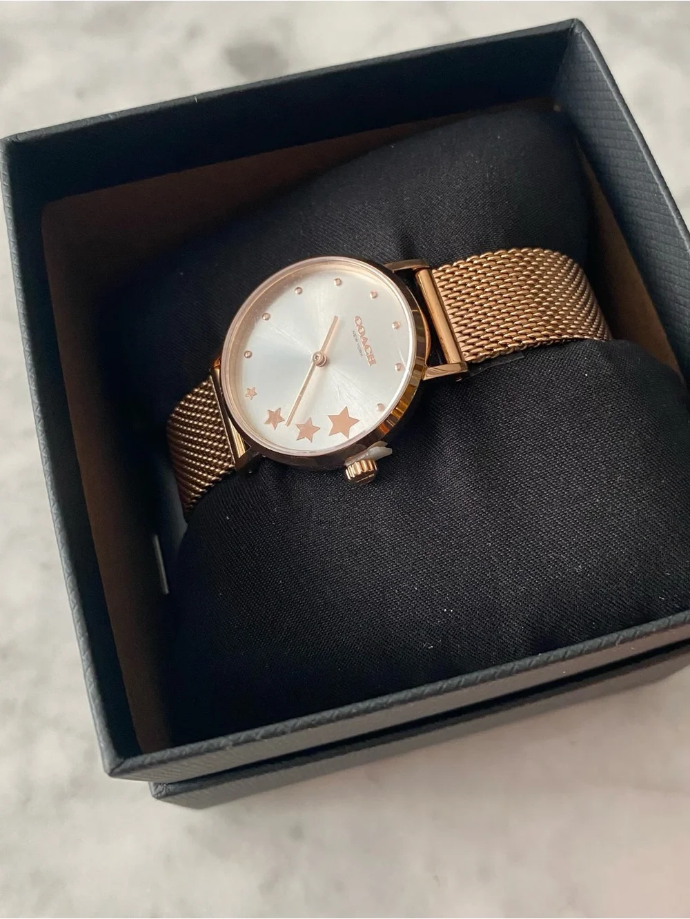 Coach Women's Perry Star Rose Gold-Tone Stainless Steel Mesh Bracelet Watch 28mm